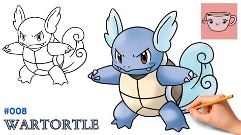 Cómo Dibujar Wartortle Pokémon 008 Fácil Tutorial De Dibujo Paso A