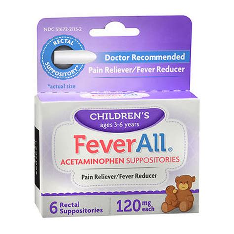 Fever All Childrens Acetaminophen Rectal Suppositories 120 Mg 6 Ea