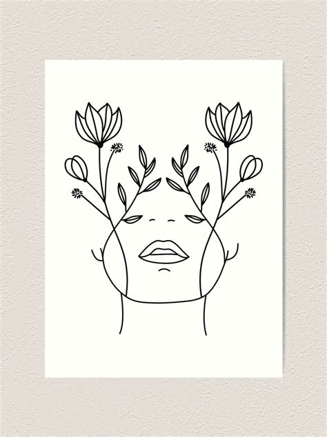 Minimalist watercolor flowers for @tinybubbles.pl 🤍 _ #rysujębyzuziamogłasłyszeć #wzór #pattern #projektwzoru #patterndesigner #patterndesign #art. "Flower Face Woman" Art Print by minimallineart | Redbubble