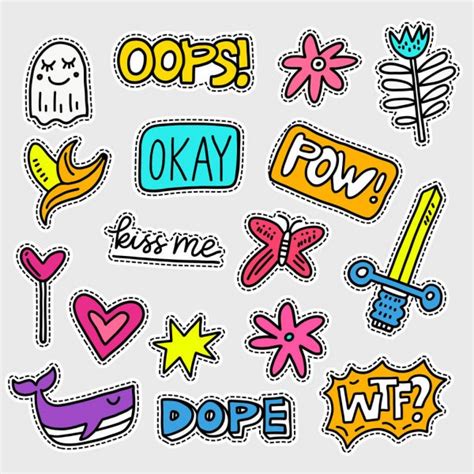Vector Pop Art Fashion Patches And Stickers Stock Vector Image By