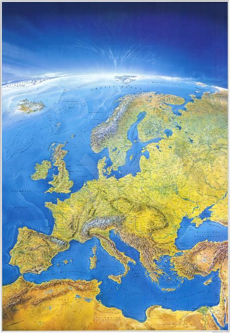 Evropa Panoramatická 108x150cm Lamino Lišty Nástěnná Mapa Mapa Alzacz