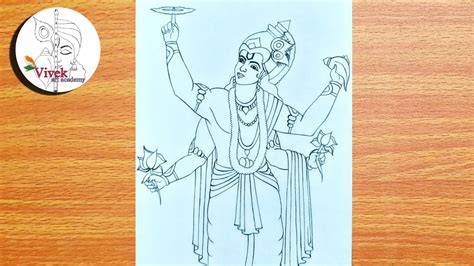 Lord Vishnu Drawing Tutorial Easy Drawing Vishnu Drawing For