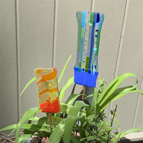 Fused Glass Garden Stakes Riverfire Glass Llc