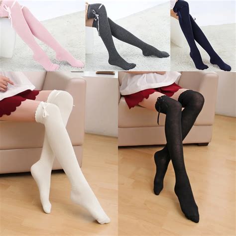 1 pair 5 color fashion solid winter over knee stockings sexy warm thin high long knit cotton
