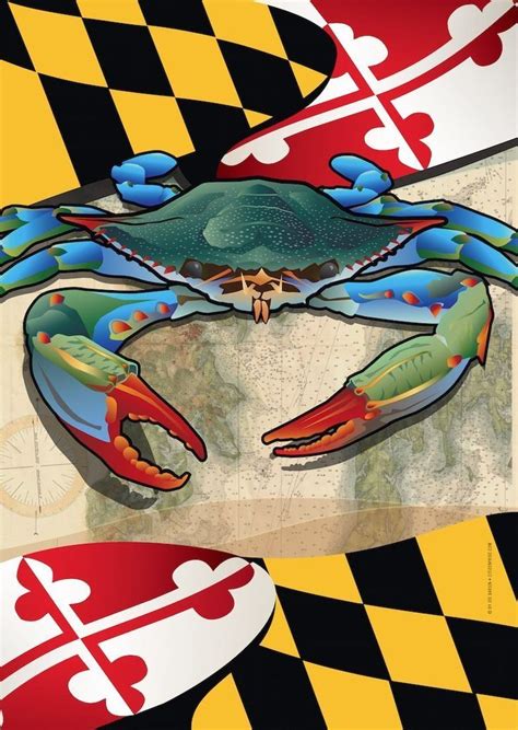 Maryland Blue Crab Large House Flag By Joe Barsin 28x40 Maryland