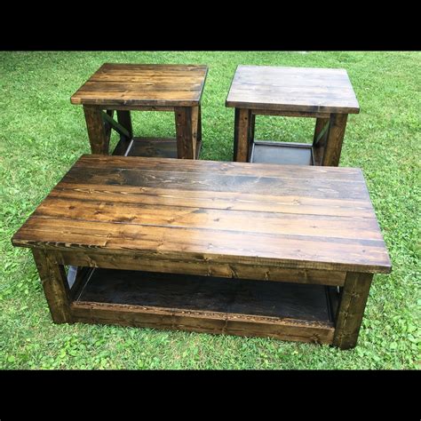 New antique coffee table and two end tables. Rustic X coffee table with matching end tables | Rustic end tables, Coffee table, Rustic furniture