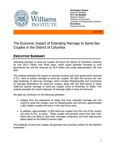 the economic impact of extending marriage to same sex e