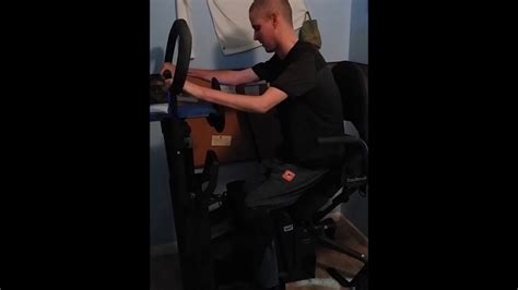 Quadriplegic Using Easy Stand Glider Sit To Stand Squats Youtube