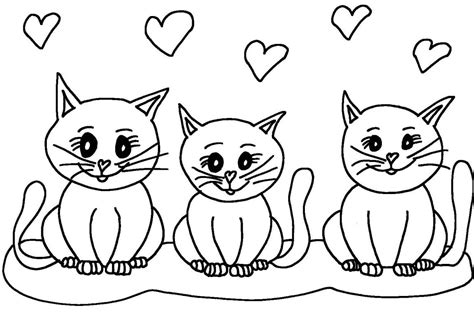 Kleurplaat drie poesjes Ik wil een poes.nl
