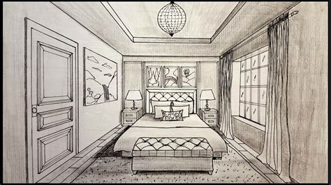 Living room drawing living room drawing perspective study by living. Drawing A Bedroom In One Point Perspective Timelapse ...