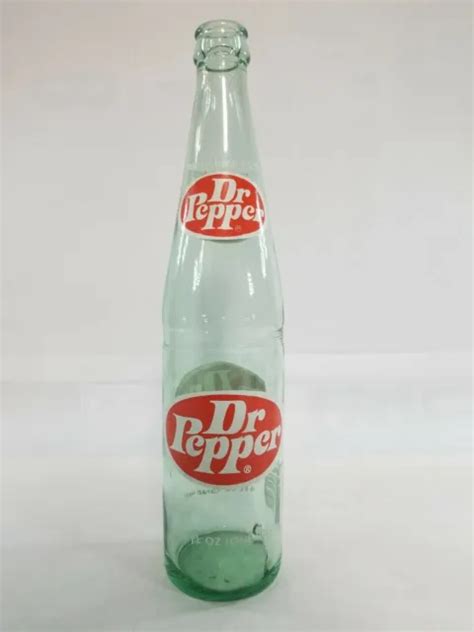 Dr Pepper 16 Fl Oz Soda Bottle Empty Green Glass With Red Printing