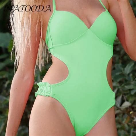 natooda 2018 sexy one piece swimsuit women solid swimwear backless beachwear female monokini