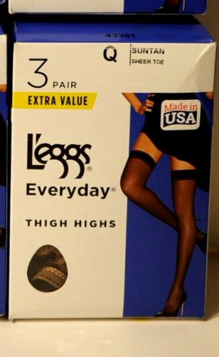 Leggs Everyday Sheer Thigh Highs Size Q SUNTAN 3 Pairs EBay