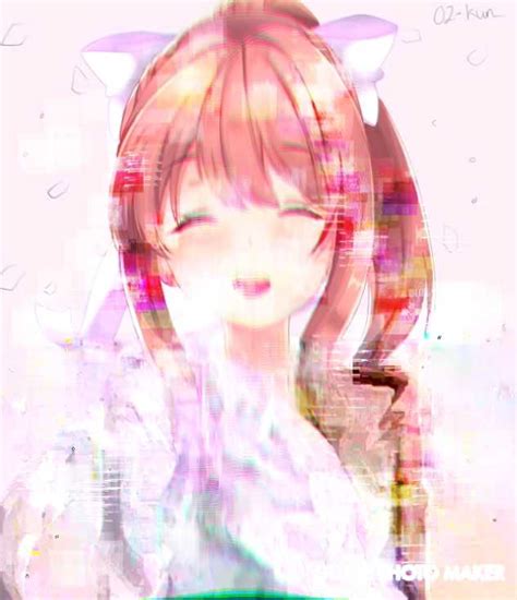 I Found Some Fanart Of Monika And Edited It To Be Glitchy Rddlc