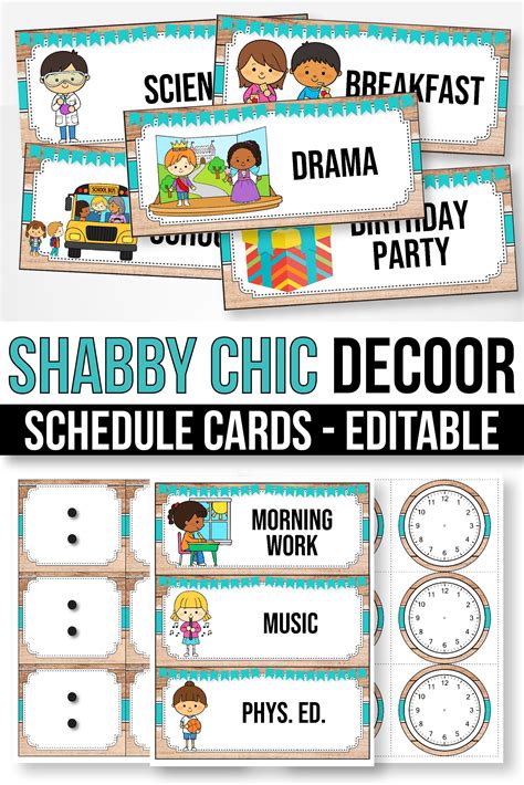 Maybe you would like to learn more about one of these? Editable Schedule Cards with Clipart, Daily Schedule Cards Editable Shabby Chic | Schedule cards ...