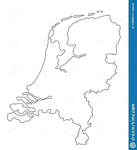 Netherlands Map Outline Vector Illustration Stock Vector - Illustration