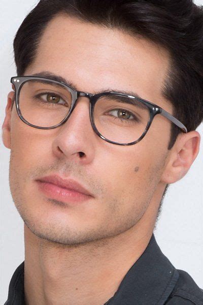 Demain Rectangle Gray Striped Frame Glasses In 2020 Glasses For