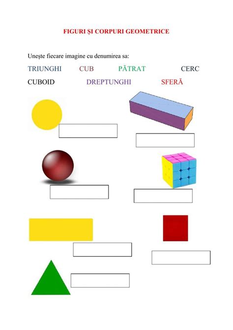 Figuri și Corpuri Geometrice Activity School Subjects Workbook
