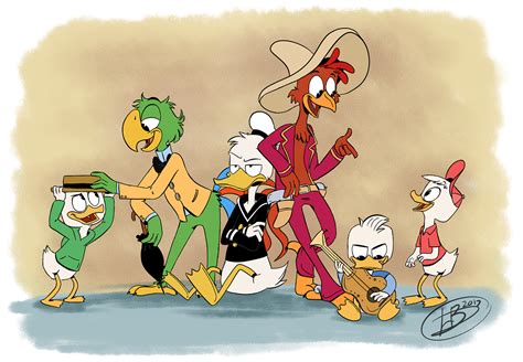 Ducktales 2017 Style Drawing Of Huey Dewey And Louie Meeting Jose And