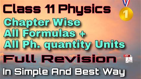 Class 11 Physics All Formula Chapter Wise Formulas Units Class 11
