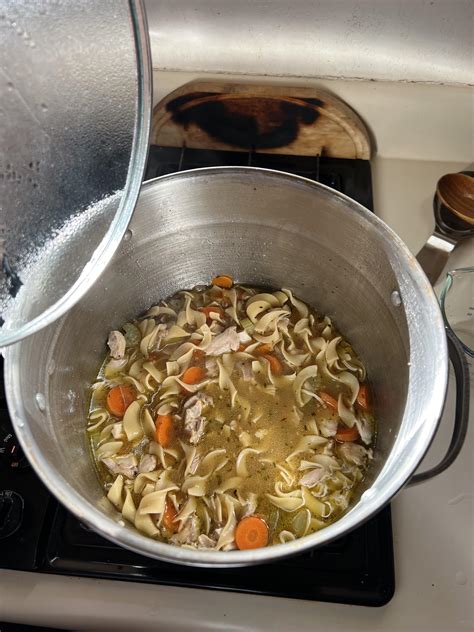 My First Attempt At Soup Got Recipe Online “ The Ultimate Chicken Noodle Soup” Easier Than I