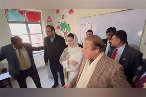 Pakistan Elections Nawaz Sharif Casts Vote At Polling Station In