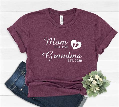 Mom And Grandma Shirt Personalized Mom Est Grandma Est Shirt Etsy