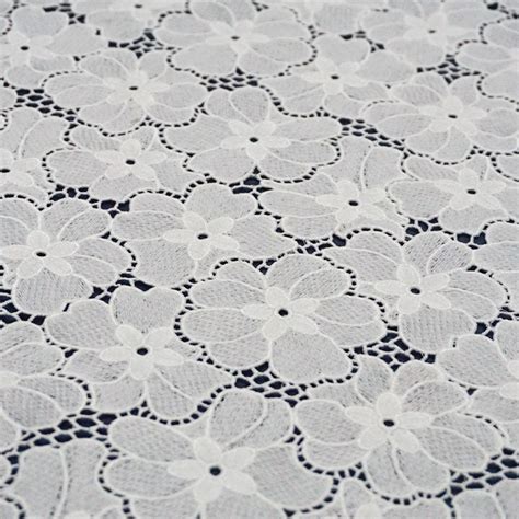 Charming Large Flower White Water Soluble Lace Fabric For Tops Fna