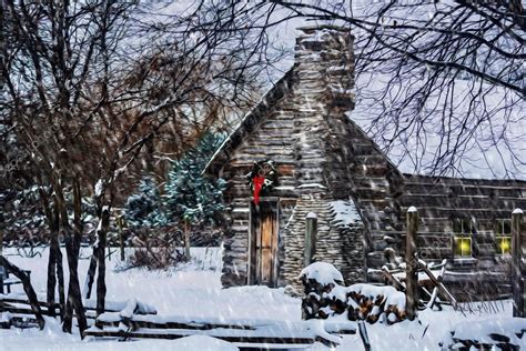 Snowy Winter Log Cabin — Stock Photo © Mshake 39007381