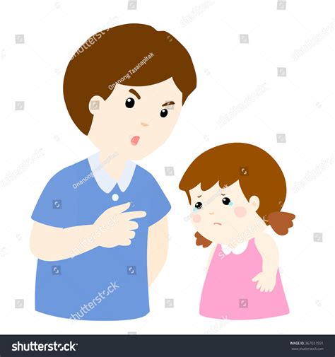 Father Scolds His Daughter On White Stock Vector 367031591 Shutterstock
