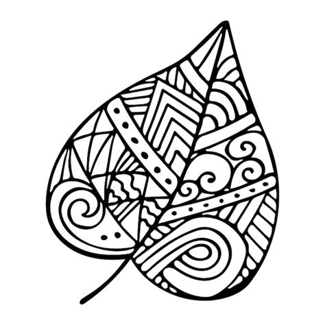 Premium Vector Vector Zen Tangle And Doodle Leaf Nature Coloring Book
