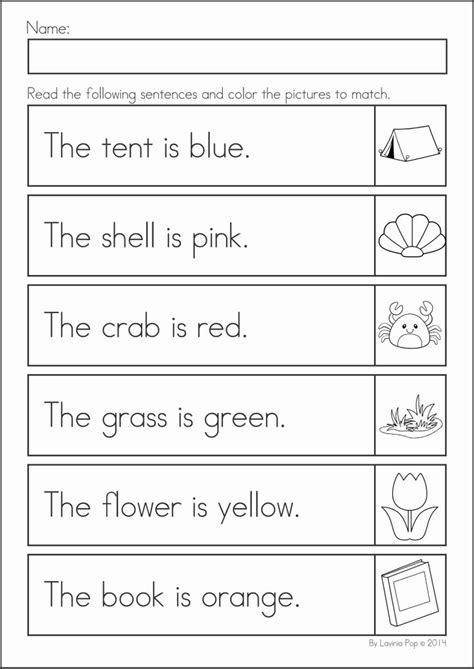 13 Best Images Of Read And Color Worksheets Kindergarten Kindergarten