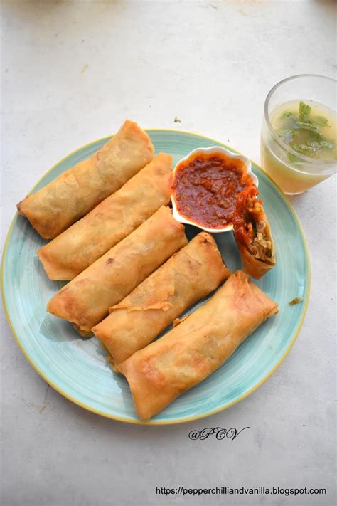Spicy pork spring rolls mazola® corn oil. Spring Rolls Recipe /Chicken Spring Rolls. | Pepper ...