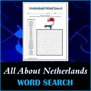 All About Netherlands Word Search Puzzle By TechCheck Lessons TPT