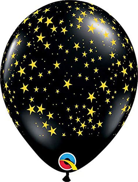 Onyx Black With Yellow Stars 11 Latex Balloons 25pk