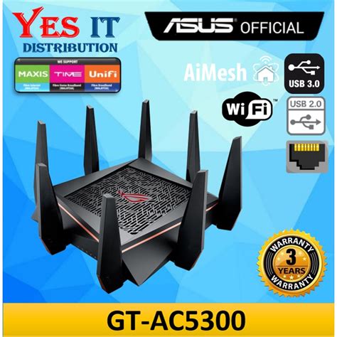 Asus Rog Rapture Gt Ac5300 Aimesh Tri Band Wifi Gaming Router Gt Ac5300