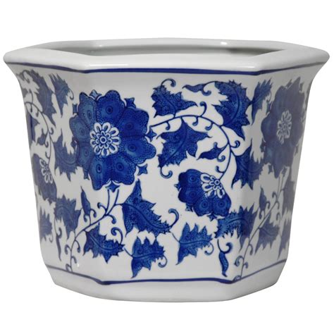 10 Floral Blue And White Porcelain Flower Pot