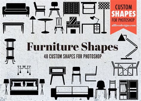 48 Modern Furniture Custom Shapes For Photoshop