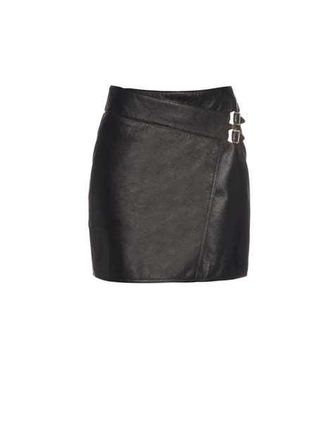 Wrap Front Leather Mini Skirt Saint Laurent Matchesfashioncom Us