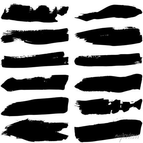 Collection Of Paint Splash Vector Set Of Brush Strokes Isolated