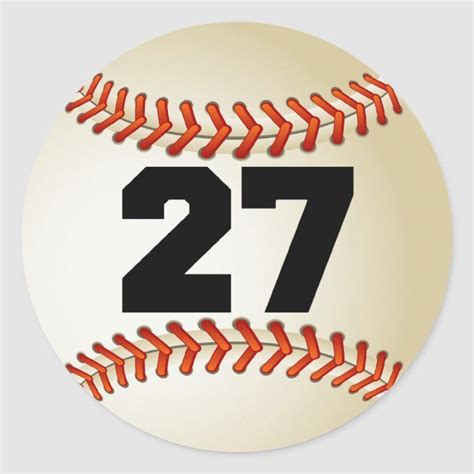 Number 27 Baseball Classic Round Sticker Zazzle Baseball Classic