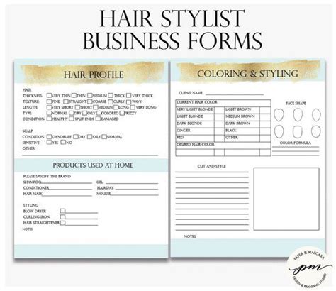 Hair Stylist Printable Business Forms Hair Stylist Client Form Client