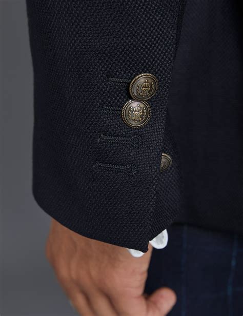 100 Wool Mens Double Breasted Blazer With Single Back Vent In Navy