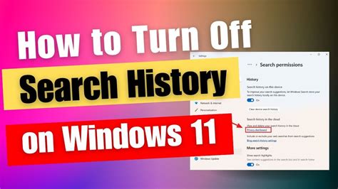 How To Turn Off Search History On Windows 11 Youtube