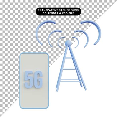 Premium Psd 3d Illustration 5g Network On Phone With Tower