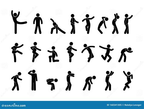Silhouettes Of Having Fun People Funny Dancing Isolated Stick Figure
