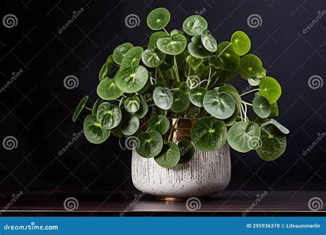 Vibrant Pilea Peperomiodest Houseplant Stock Illustration