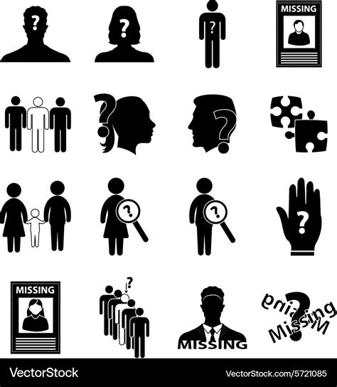 Missing Person Icons Set Royalty Free Vector Image