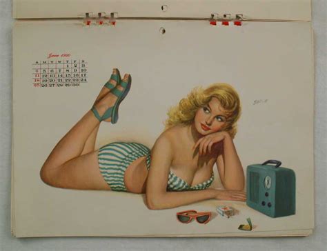 Pin Up Girl Calendar 1950 Esquire Magazine Al Moore Illustrator Bfe1656