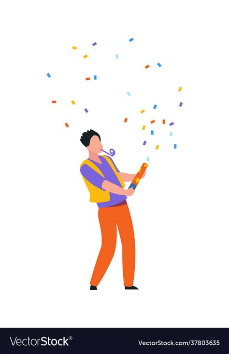 Happy Dancing Man With Party Confetti Cartoon Vector Image